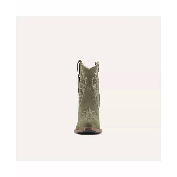 NEW BUCK & BRANA women's brooke leather cowgirl boots in olive - Picture 4 of 9